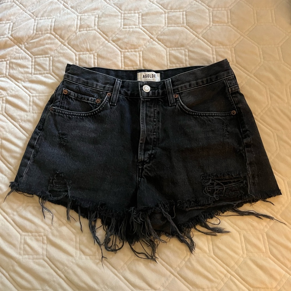 AGOLDE Black Distressed Women's Shorts